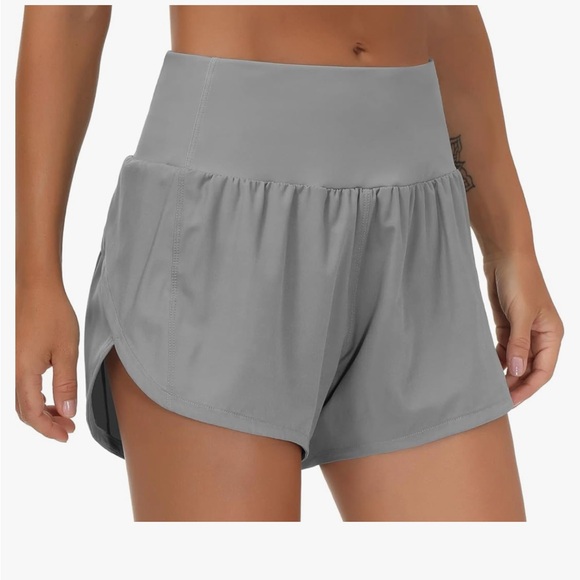 ‼️(3 for 30)‼️ GYM PEOPLE - High Waisted Running Shorts 4" Lavender Gray - Small - Picture 1 of 6